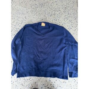 Vintage McGregor Galahad Cashmere Wool Sweater Mens‎ Blue V Neck 44 Flaws